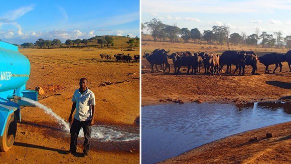 Un bărbat conduce ore în șir în fiecare zi pentru a duce apă animalelor sălbatice din Kenya – Galerie Foto